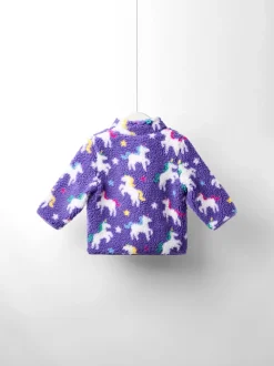 JoJo Maman Bébé Purple Unicorn Borg Fleece Jacket