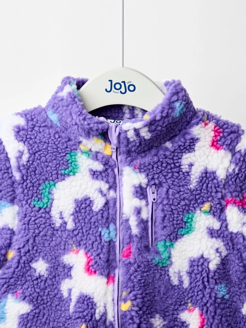 JoJo Maman Bébé Purple Unicorn Borg Fleece Jacket