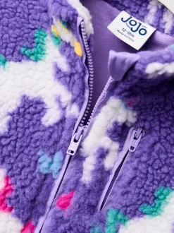 JoJo Maman Bébé Purple Unicorn Borg Fleece Jacket