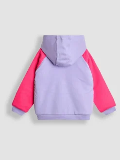 JoJo Maman Bébé Purple Unicorn & Rainbow Appliqué Cosy Hoodie