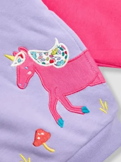 JoJo Maman Bébé Purple Unicorn & Rainbow Appliqué Cosy Hoodie