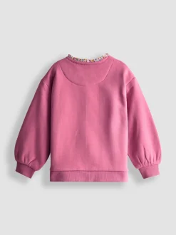 JoJo Maman Bébé Purple Woodland Friends Appliqué Sweatshirt With Frill