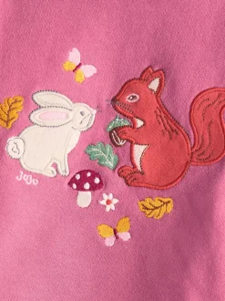 JoJo Maman Bébé Purple Woodland Friends Appliqué Sweatshirt With Frill