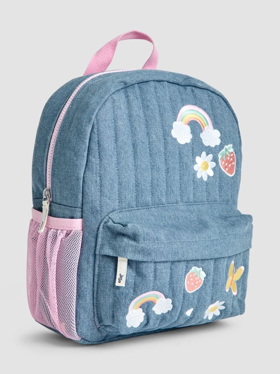 JoJo Maman Bébé Quilted Denim Embroidered Medium Backpack