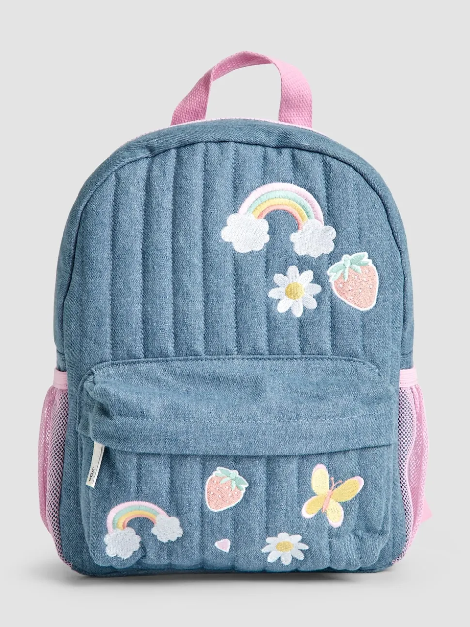 JoJo Maman Bébé Quilted Denim Embroidered Medium Backpack