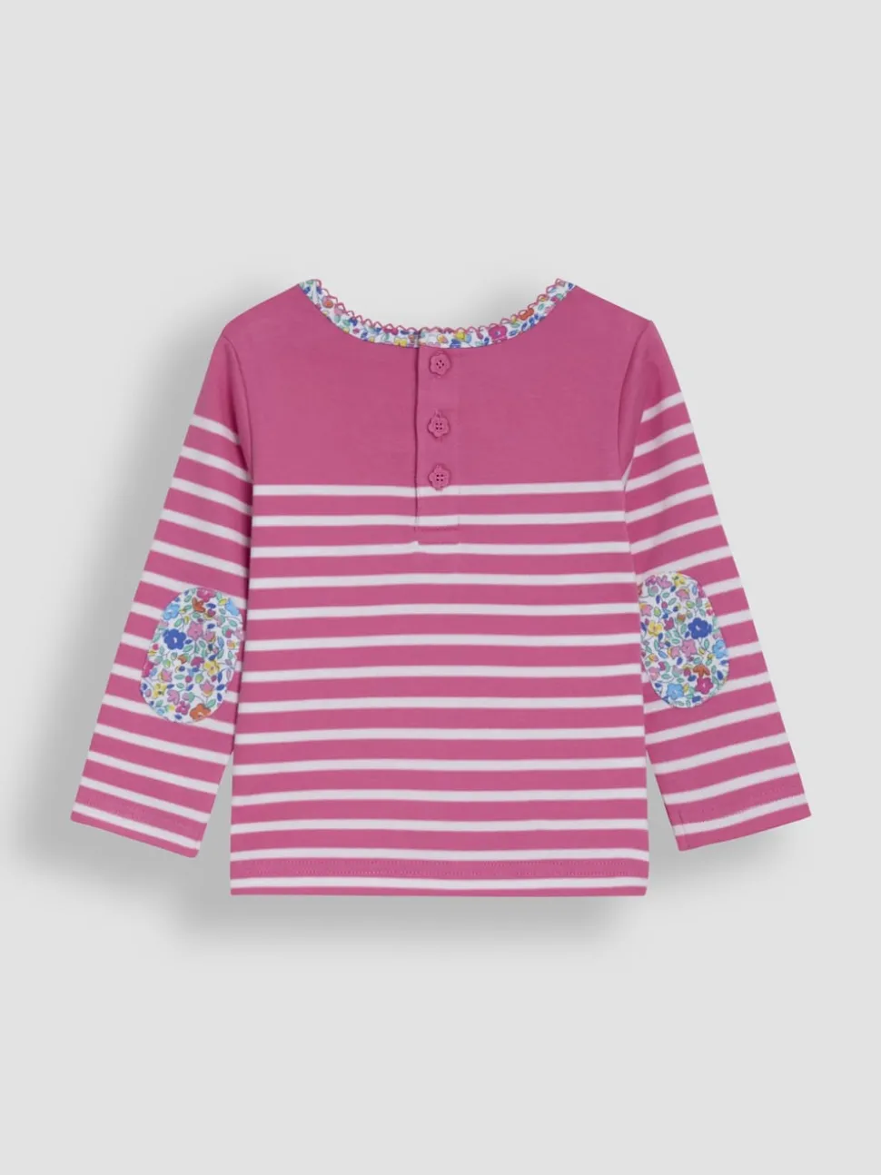 JoJo Maman Bébé Raspberry Pink Unicorn Appliqué Pocket Breton Top