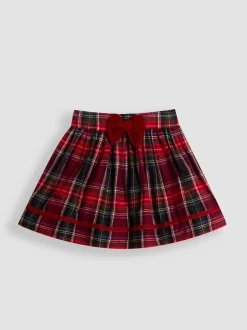 JoJo Maman Bébé Red Blouse & Tartan Skirt Set