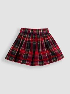 JoJo Maman Bébé Red Blouse & Tartan Skirt Set