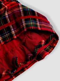 JoJo Maman Bébé Red Blouse & Tartan Skirt Set