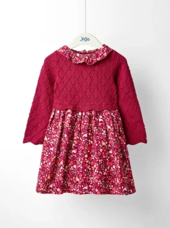 JoJo Maman Bébé Red Christmas Knitted Combo Dress