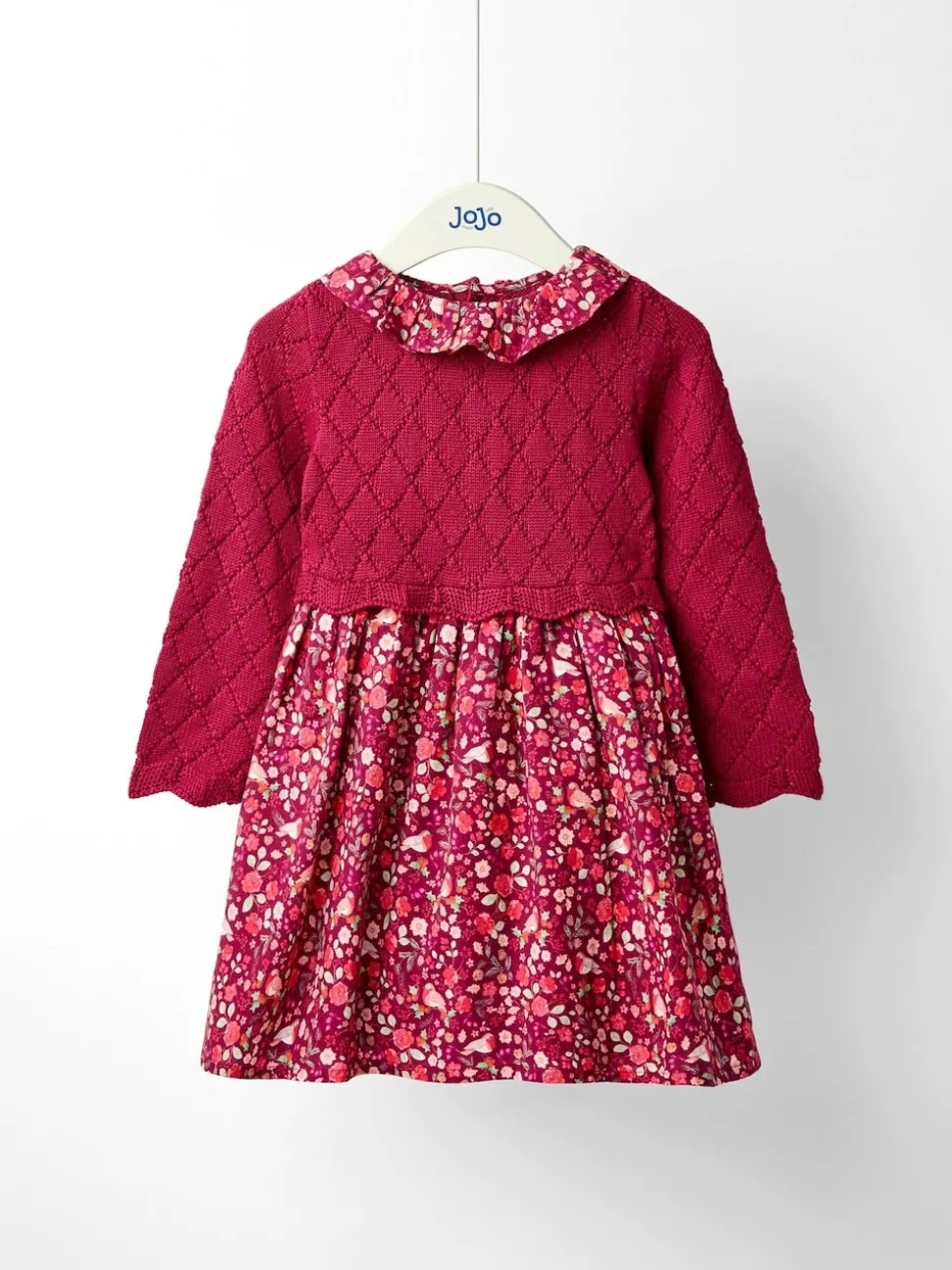 JoJo Maman Bébé Red Christmas Knitted Combo Dress
