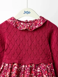 JoJo Maman Bébé Red Christmas Knitted Combo Dress