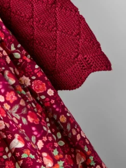 JoJo Maman Bébé Red Christmas Knitted Combo Dress