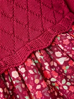 JoJo Maman Bébé Red Christmas Knitted Combo Dress