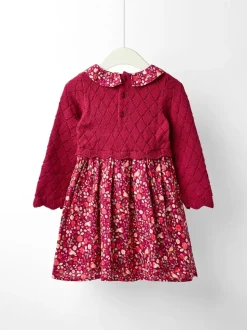 JoJo Maman Bébé Red Christmas Knitted Combo Dress