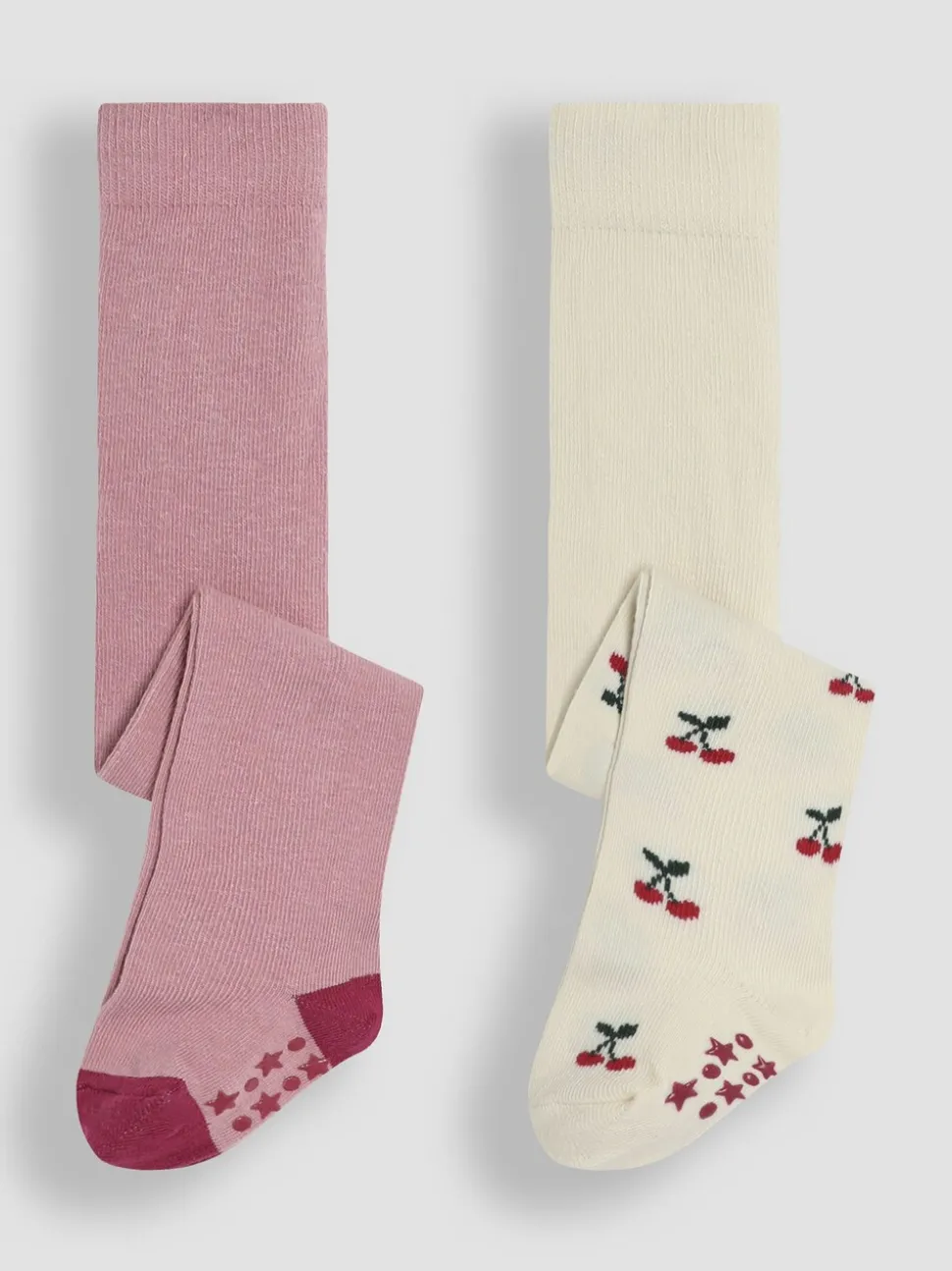JoJo Maman Bébé Red Cotton Rich Cherry Tights 2 Pack