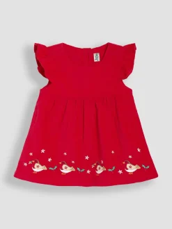 JoJo Maman Bébé Red Embroidered Cord Baby Dress & Body Set
