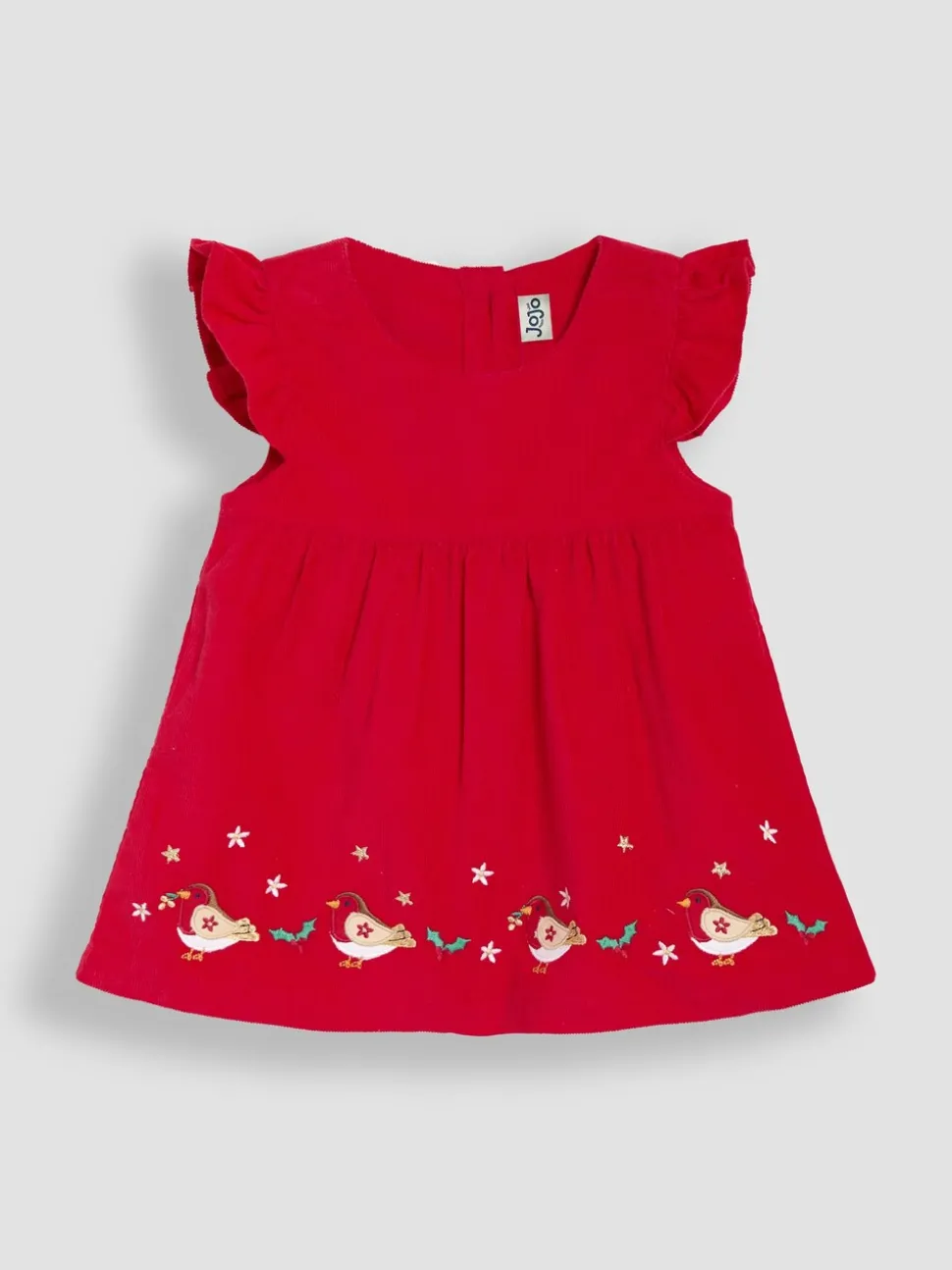 JoJo Maman Bébé Red Embroidered Cord Baby Dress & Body Set