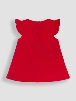 JoJo Maman Bébé Red Embroidered Cord Baby Dress & Body Set