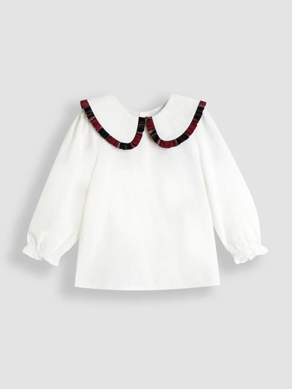 JoJo Maman Bébé Red Frill Collar Blouse & Velvet Skirt Set