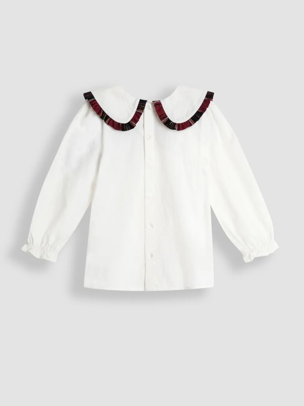 JoJo Maman Bébé Red Frill Collar Blouse & Velvet Skirt Set