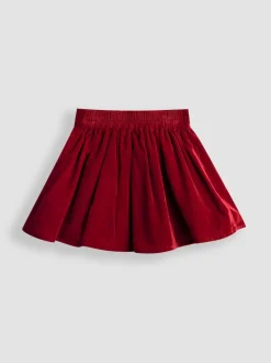 JoJo Maman Bébé Red Frill Collar Blouse & Velvet Skirt Set