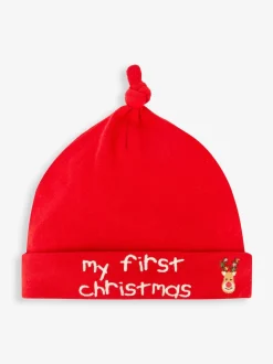 JoJo Maman Bébé Red My First Christmas Baby Hat