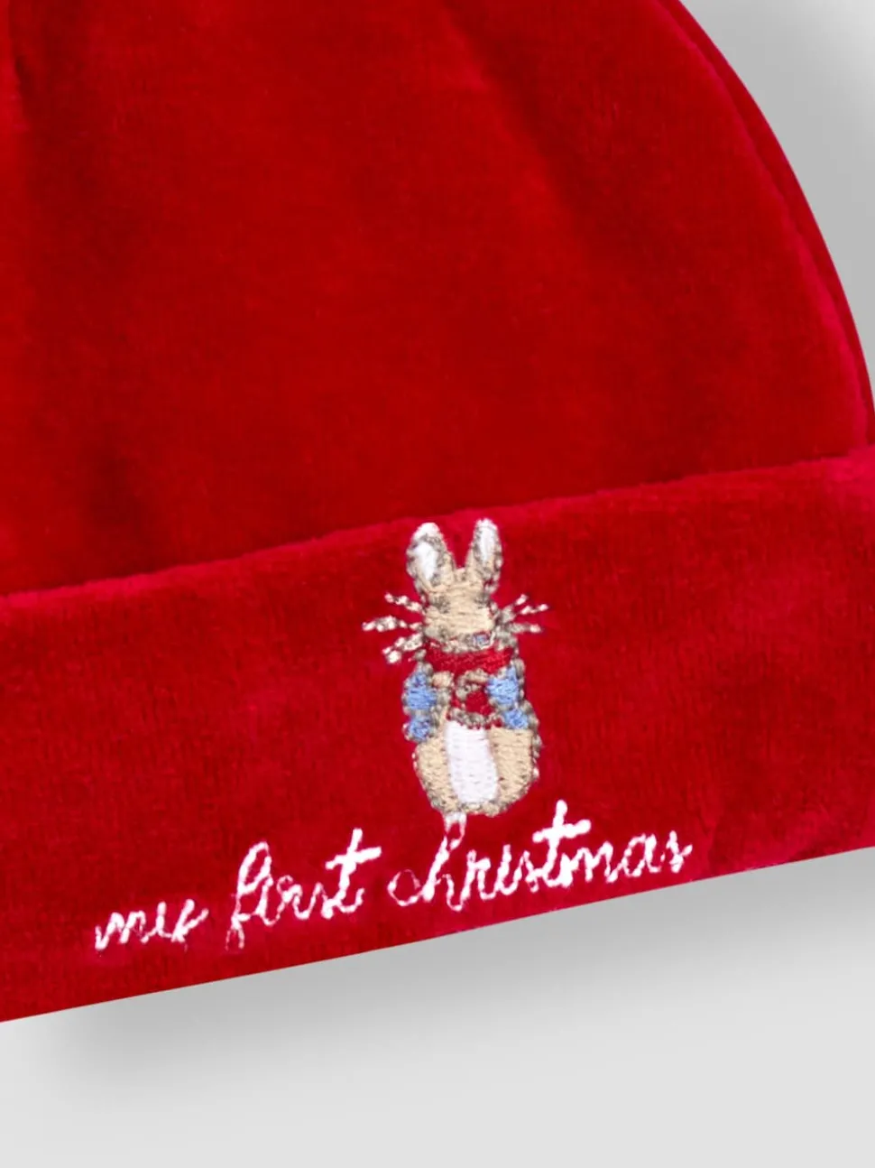 JoJo Maman Bébé Red Peter Rabbit™ My First Christmas Velour Hat