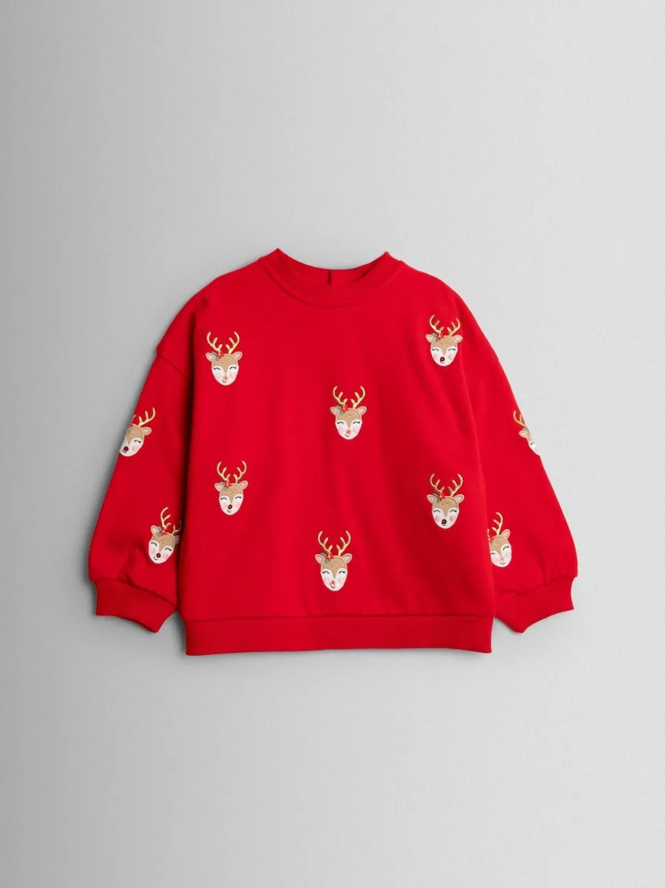 JoJo Maman Bébé Red Reindeer Appliqué Sweatshirt