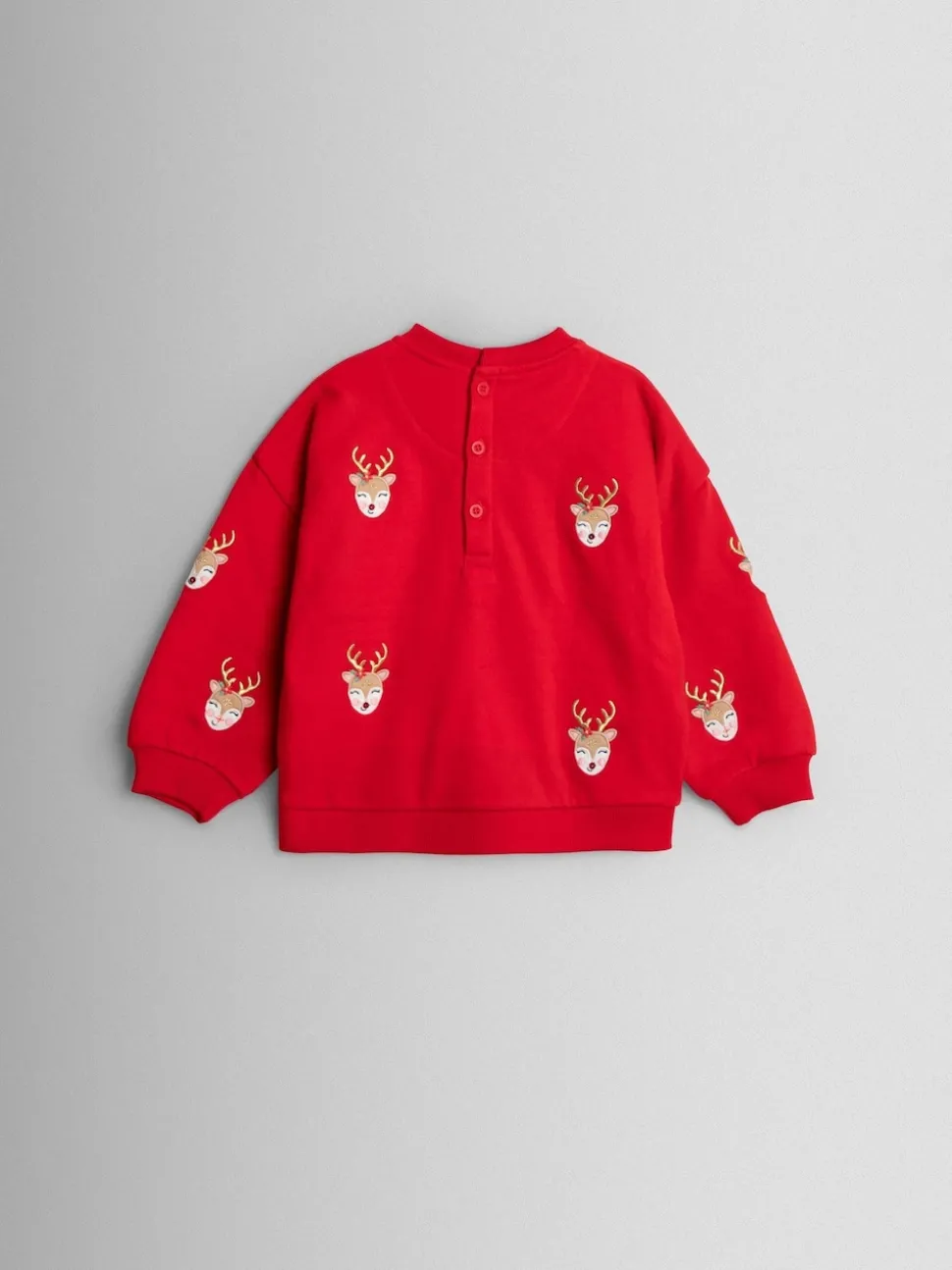 JoJo Maman Bébé Red Reindeer Appliqué Sweatshirt