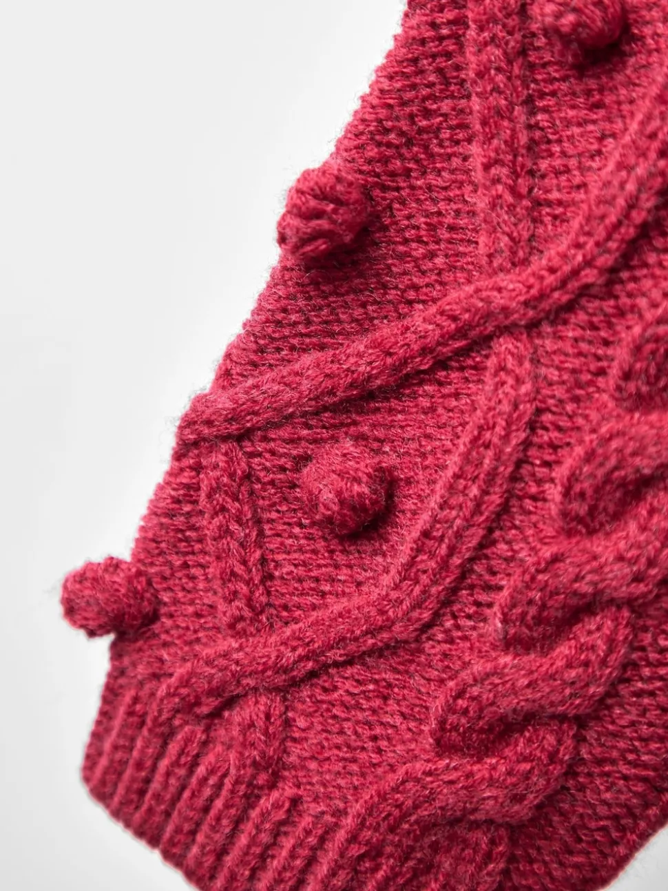 JoJo Maman Bébé Red Strawberry Embroidered Cable Frill Knitted Dress