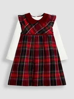 JoJo Maman Bébé Red Tartan Baby Dress & Body Set
