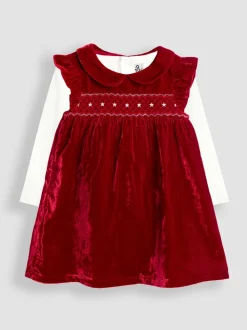 JoJo Maman Bébé Red Velvet Baby Dress & Body Set