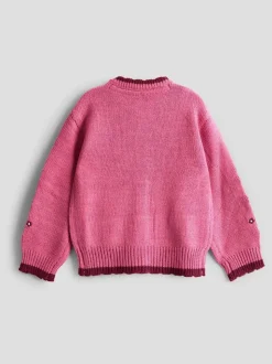 JoJo Maman Bébé Rose Pink Bunny Scallop Edge Embroidered Pocket Cardigan