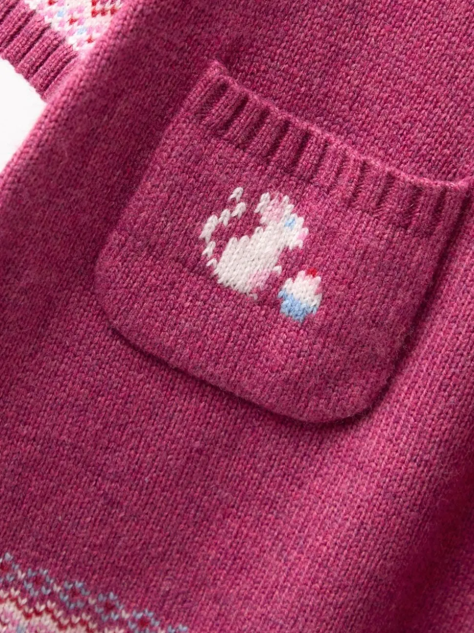 JoJo Maman Bébé Rose Pink Mouse Fairisle Knitted Dress