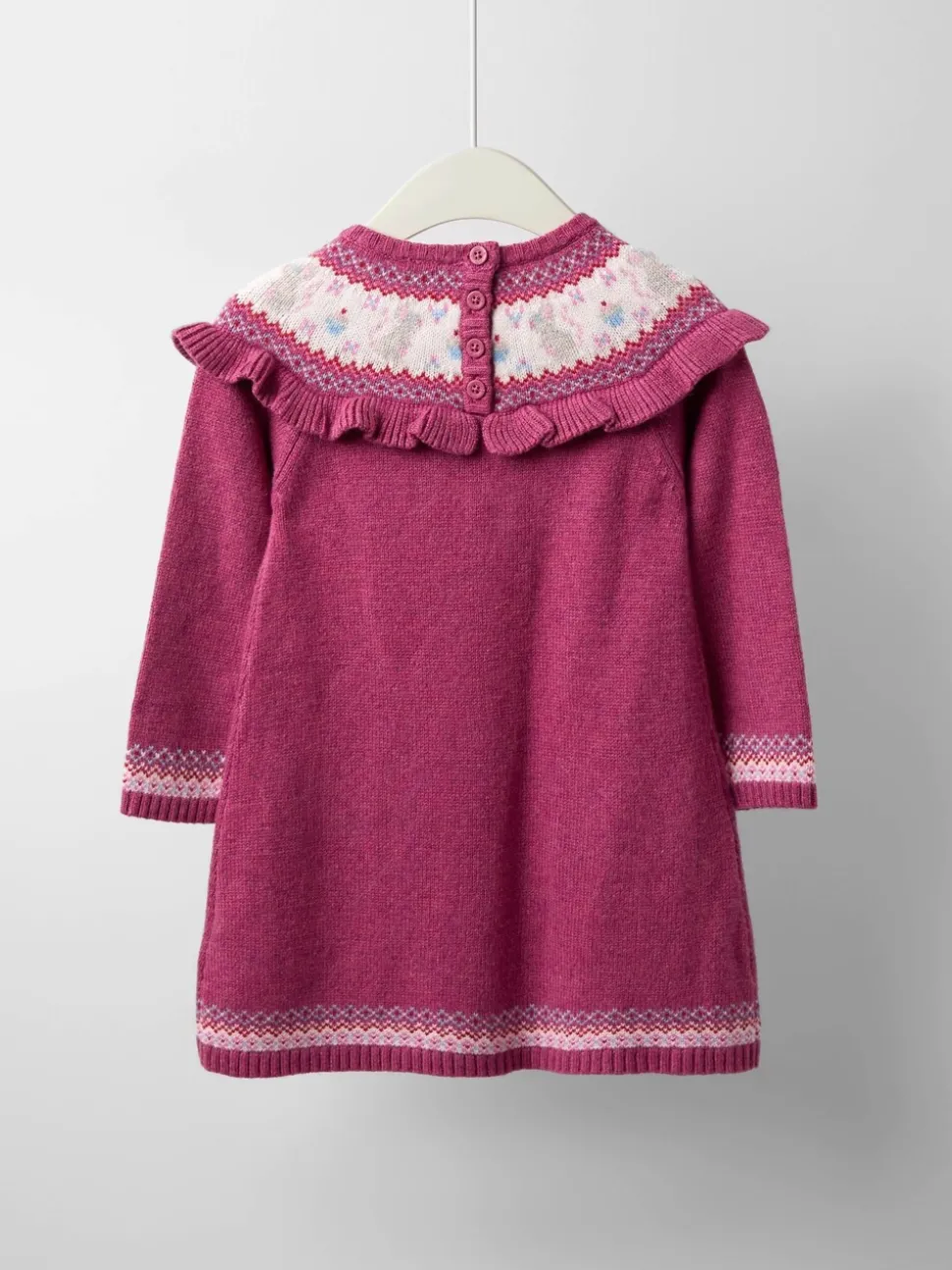 JoJo Maman Bébé Rose Pink Mouse Fairisle Knitted Dress