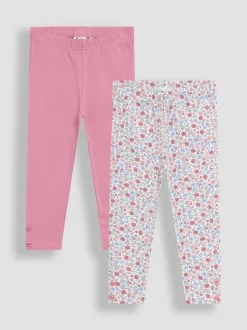 JoJo Maman Bébé Rose Pink 2-Pack Ditsy Floral Leggings