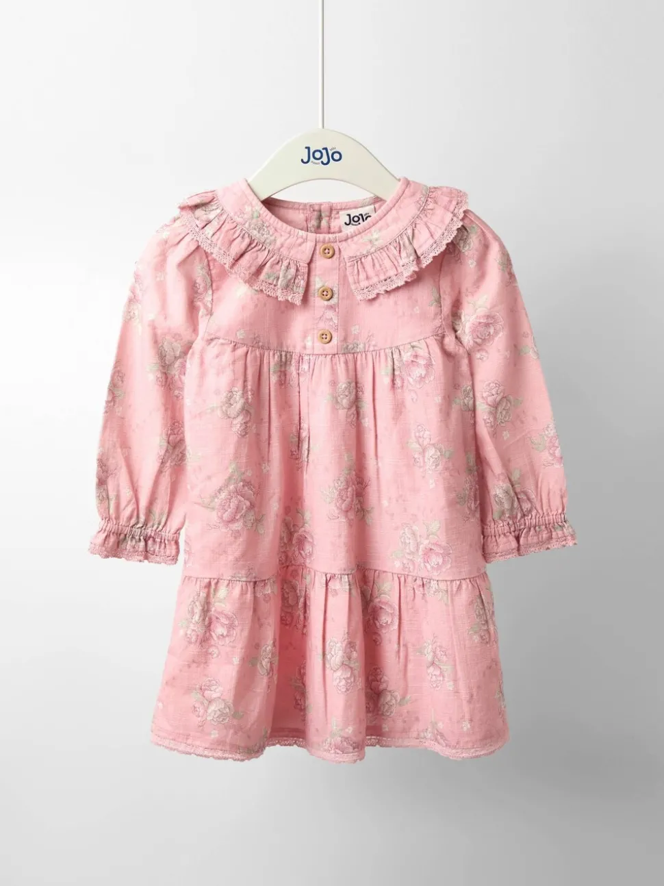 JoJo Maman Bébé Rose Pink Pretty Frill Collar Dress