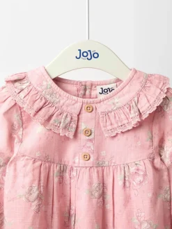 JoJo Maman Bébé Rose Pink Pretty Frill Collar Dress