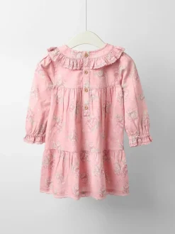JoJo Maman Bébé Rose Pink Pretty Frill Collar Dress