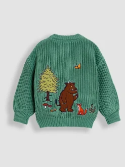 JoJo Maman Bébé Sage Green The Gruffalo Appliqué Chunky Knit Cardigan