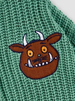 JoJo Maman Bébé Sage Green The Gruffalo Appliqué Chunky Knit Cardigan