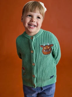 JoJo Maman Bébé Sage Green The Gruffalo Appliqué Chunky Knit Cardigan