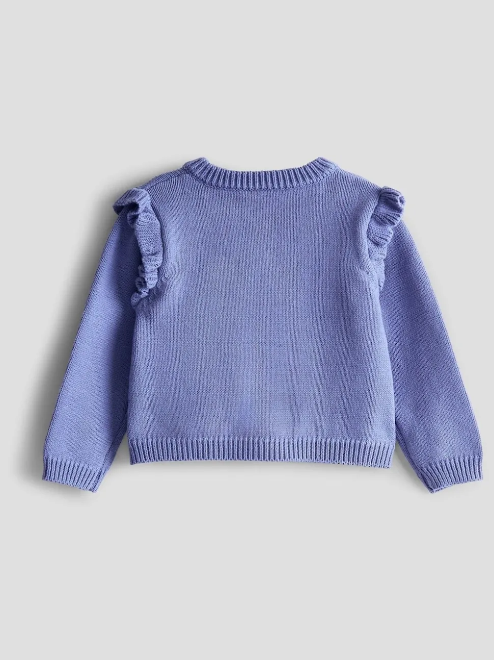 JoJo Maman Bébé Sky Blue Unicorn Frill Shoulder Appliqué Cardigan