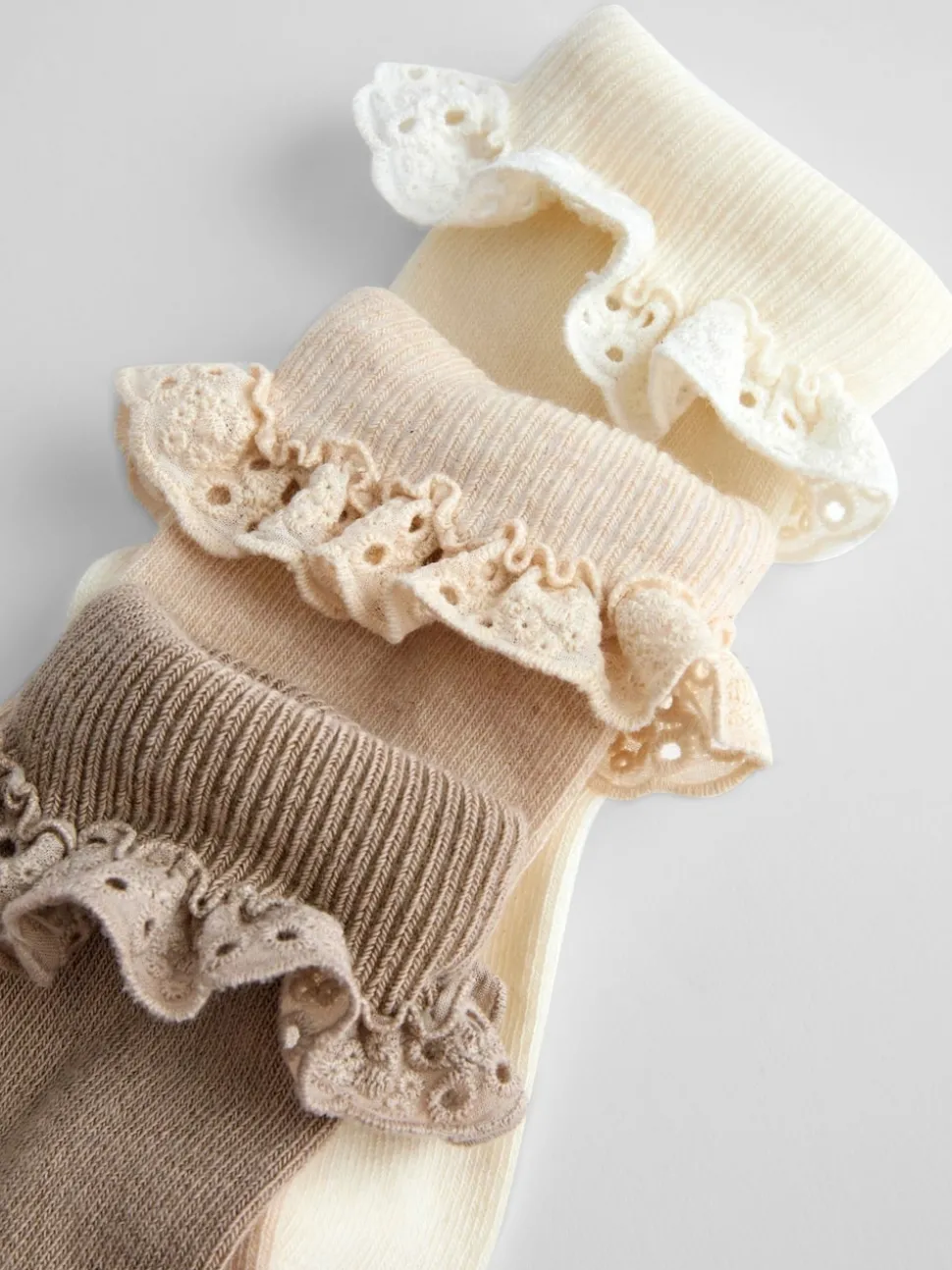 JoJo Maman Bébé Stone 3-Pack Frill Socks