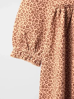JoJo Maman Bébé Toffee Brown Leopard Frill Collar Printed Dress