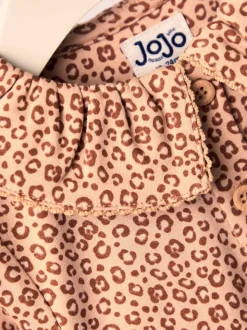 JoJo Maman Bébé Toffee Brown Leopard Frill Collar Printed Dress