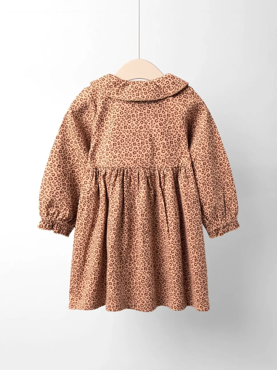 JoJo Maman Bébé Toffee Brown Leopard Frill Collar Printed Dress