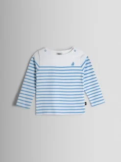 JoJo Maman Bébé White & Blue Breton Stripe Top
