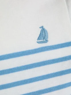 JoJo Maman Bébé White & Blue Breton Stripe Top